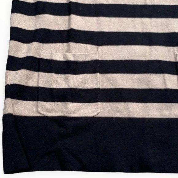 Audrey & Grace | Black & Tan 3/4 Sleeve Striped Blouse with Pockets | Sz S - Picture 4 of 8